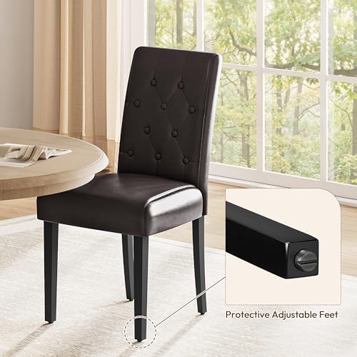 Yaheetech Dining Chairs Set of 6 Button Tufted Kitchen Chairs Brown