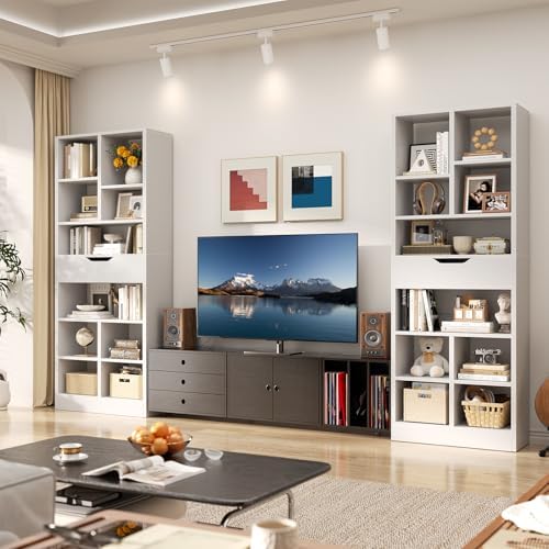 Armocity 73.6" Tall Narrow Bookshelf with Drawer for Display, 19.7" Wide