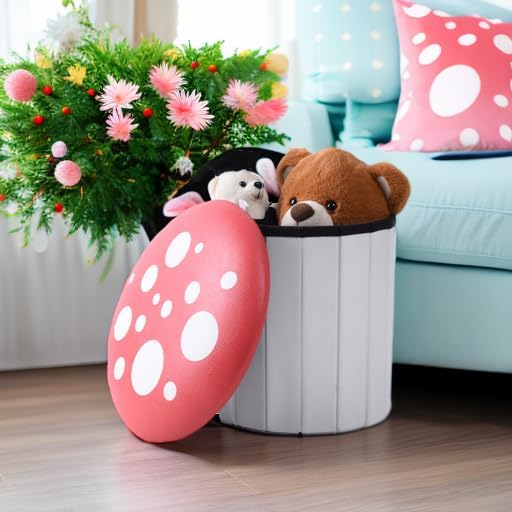 Mushroom Ottoman Stool with Storage, Multipurpose Mushroom Decor Chair