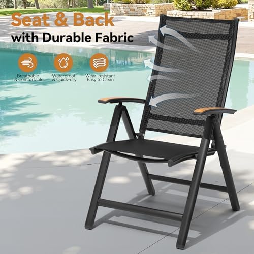 Pellebant 7 Piece Outdoor Dining Set for 6, Aluminum Table & Foldable Chair