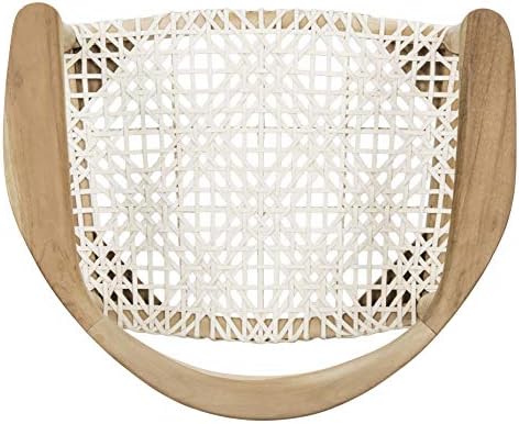 SAFAVIEH Home Collection – Wade Light Oak Teak Wood Arm Chair with Woven Leat...