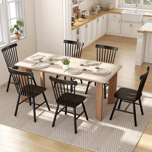 Windsor Dining Chairs Set of 4, Spindle Back Wooden Chairs