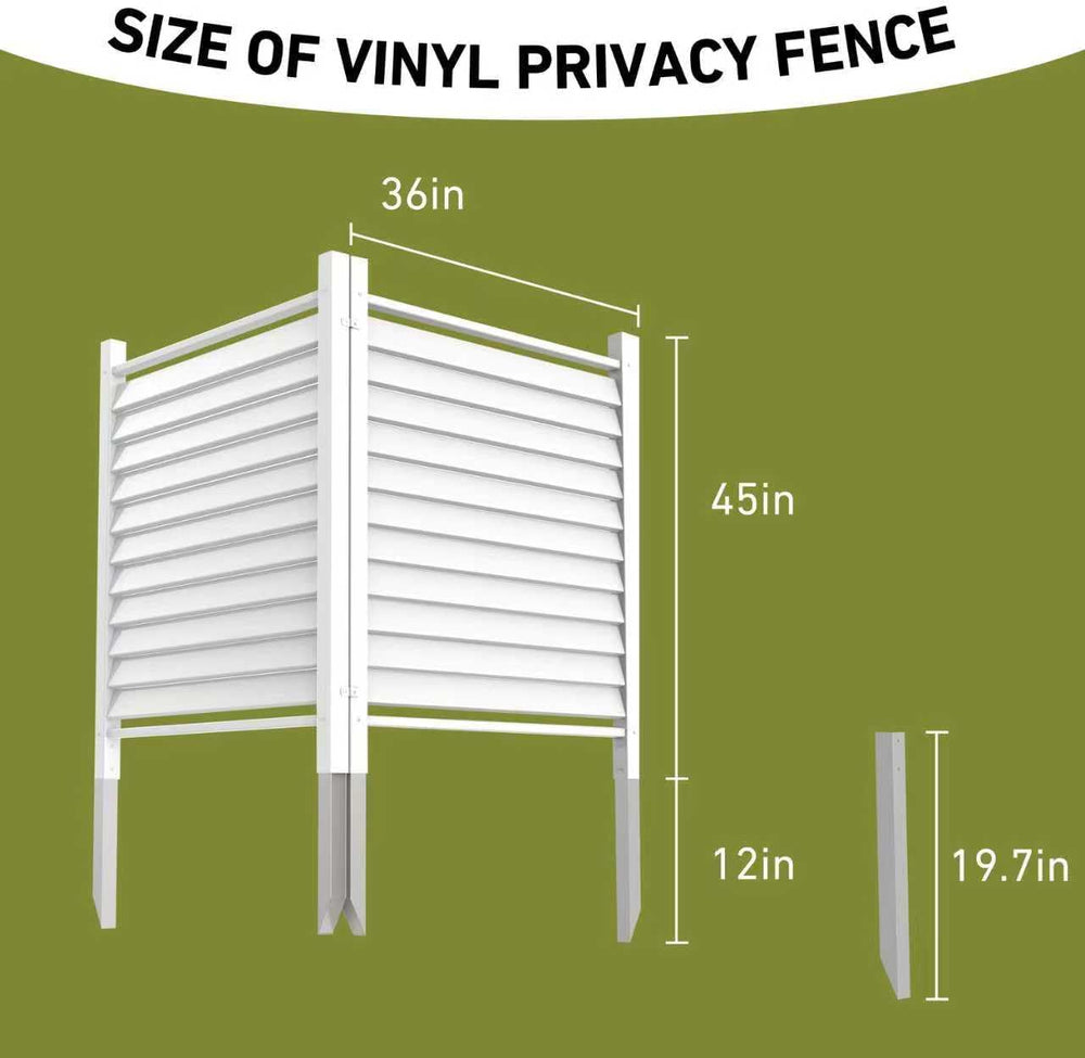 36" W X 45" H Reinforced White Vinyl Privacy Fence, Double Windproo...
