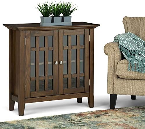 SIMPLIHOME Bedford 32" Solid Wood Cabinet in Rustic Natural Aged Brown