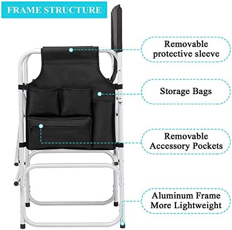 Outvita 4 Piece 26" Tall Directors Chair Height Seat Folding with Side T...