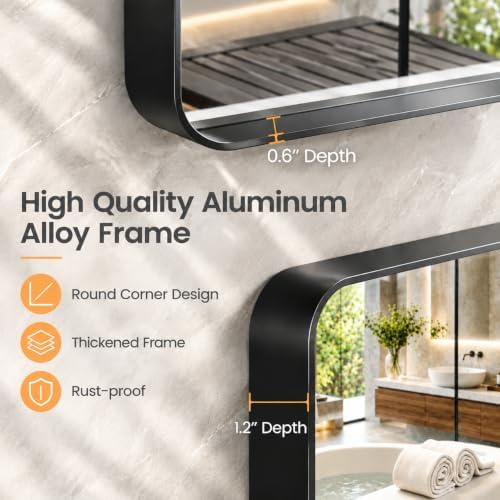 JISOSO Bathroom Vanity Mirror, Black Framed Mirror for Over Sink 20x30