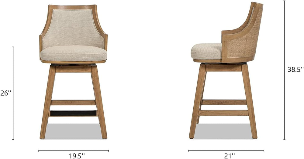 Jennifer Taylor Home Bahama 26" Cane Rattan High-Back Swivel Counter Sto...