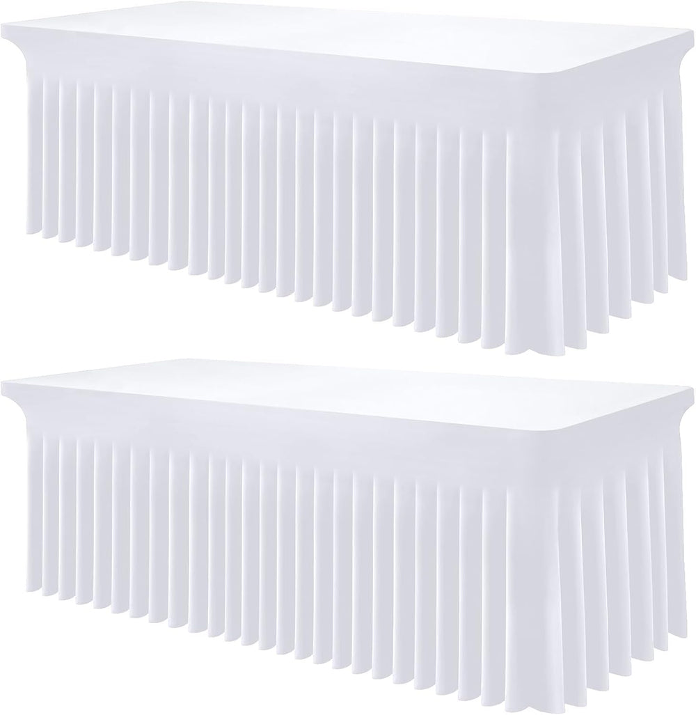Smiry 2 Pack Spandex Elastic Fitted Table Cloth Skirt for 6FT Table