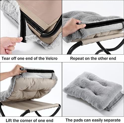 15" faux fur upholstered folding foot rest stool, front angle view