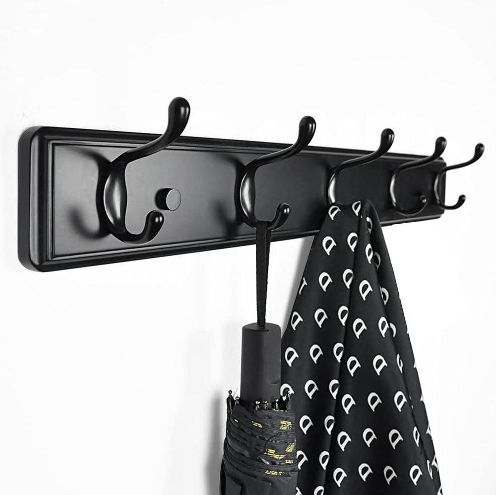 Badiano Heavy Duty Wooden Coat Rack, Wall-Mounted Organizer, 24 Inch, Black