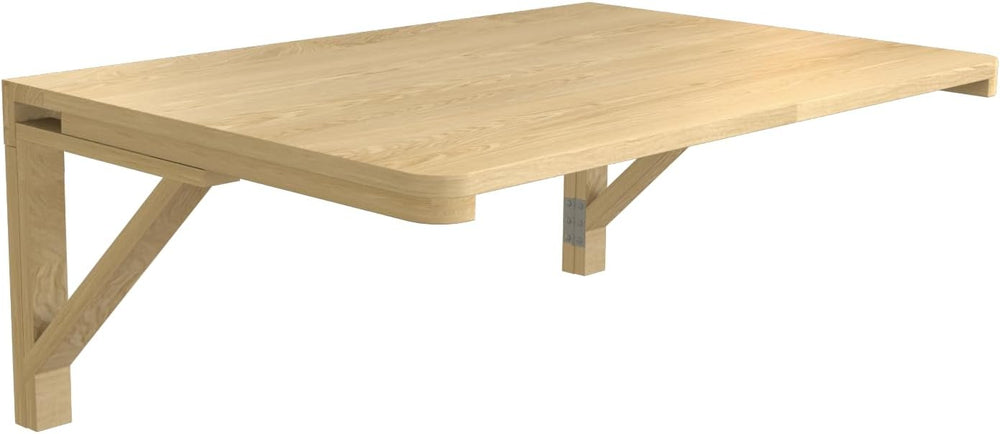 MM MELISEN Wood Folding Desk - Natural 29.5x19.6 Inch Wall Mount Fold-Down Ta...