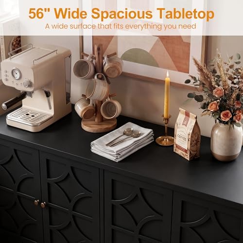 RoyalCraft Sideboard Buffet Cabinet with Storage, Kitchen Coffee Bar, Black