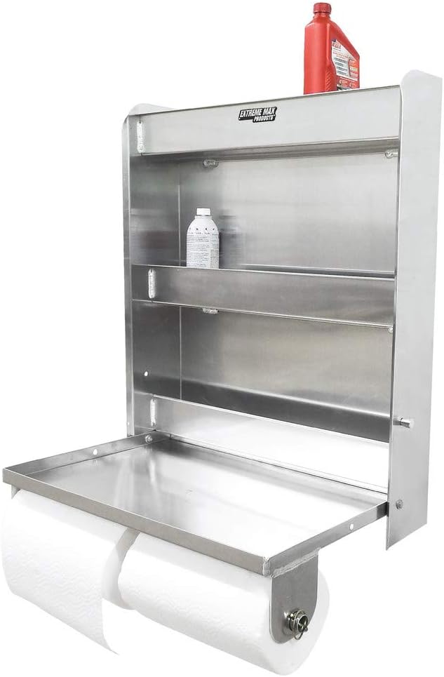 Extreme Max 5001.6049 Aluminum Work Station Storage Cabinet w/ Flip-Out Work ...