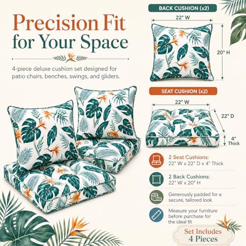 20x20 Outdoor Seat Cushions Set of 2