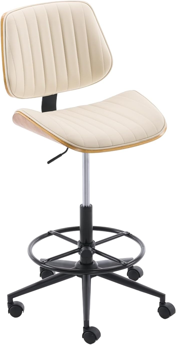 Drafting Chair for Standing Desk, Armless Tall Office Chair with Bentwood Bac...