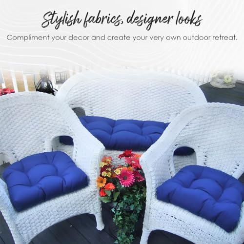 RSH DECOR Tufted U-Shape Wicker Set of 2, 22” x 22,” Outdoor Chair Cushions f...