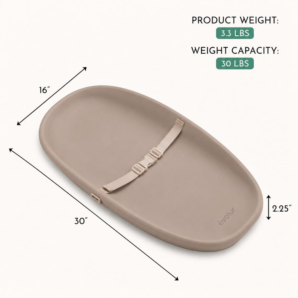 Evolur Eva Changing Pad, Waterproof EVA Foam, Safety Strap, Oat