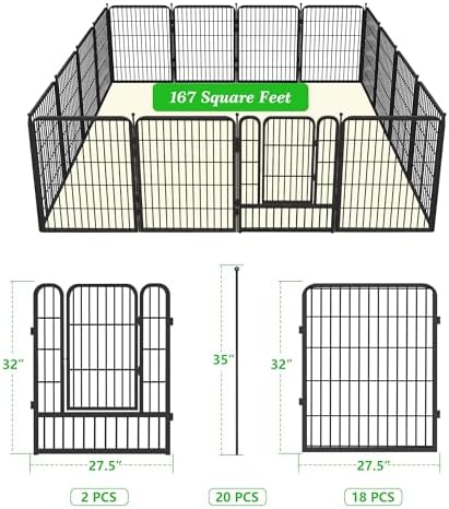 Decorative Black Metal Fencing Garden Fence with Gate, 46ft(L) 32in(H) 20 Fen...