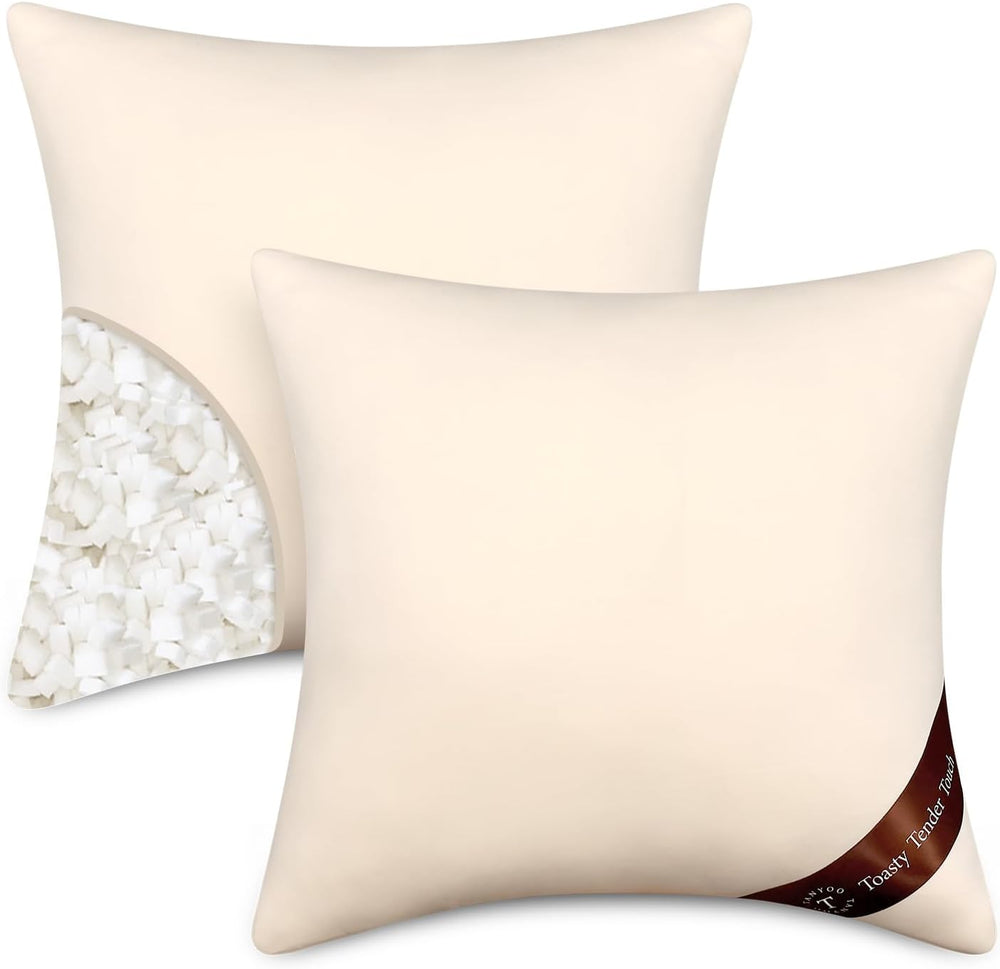 Throw Pillow Inserts 18x18, 2 Pack, Shredded Memory Foam for Couch