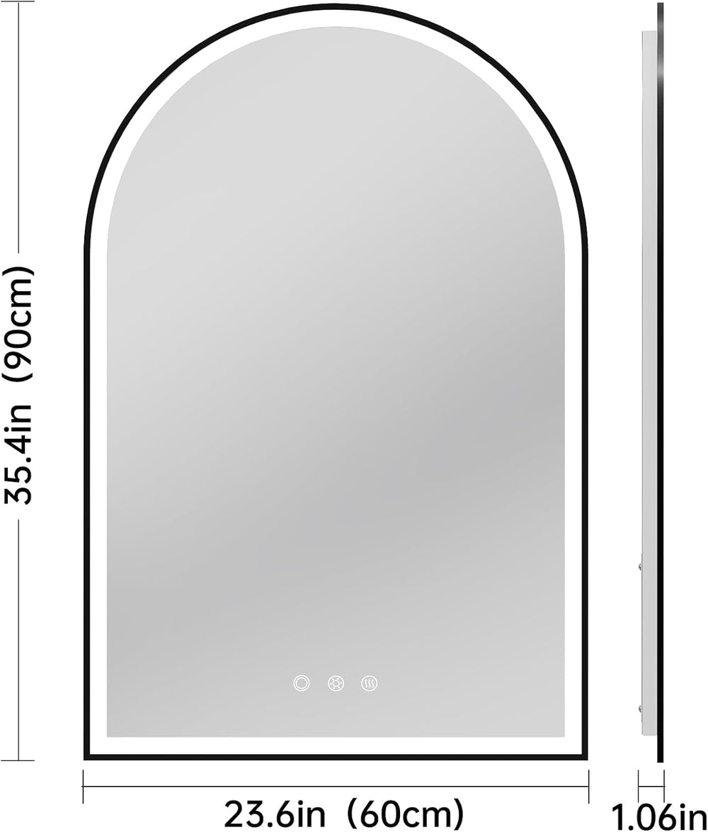 24"x36" Arched LED Lighted Bathroom Mirror with Lights