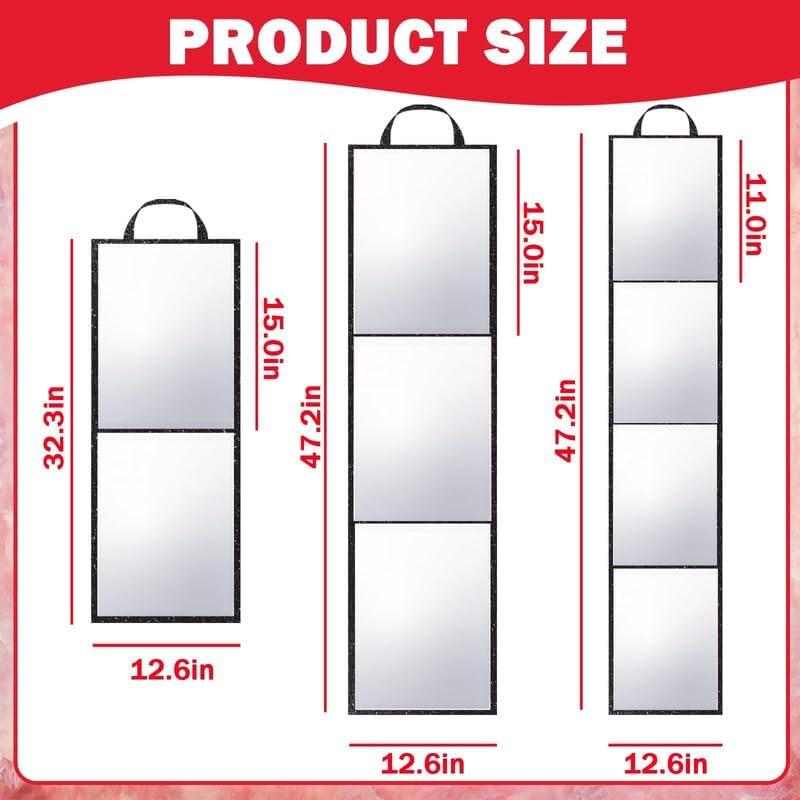 Foldable Acrylic Full Length Mirror with Handle, Black, Tri-Fold