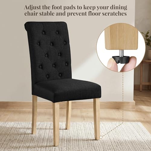 Yaheetech Dining Chairs Set of 6 Modern Upholstered Parson Chairs Black