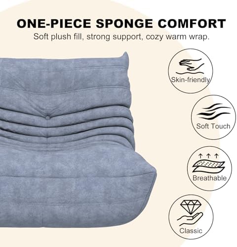 Bean Bag Chair for Adults, Memory Foam Bean Bag Sofa with Waterproof Fabric | Grey, armless lounge shape with no wall support, ideal for apartments, reading nooks, gaming rooms, and movie nights