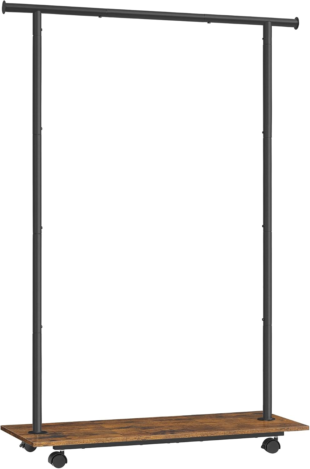 SONGMICS Clothes Rack with Wheels, Metal Garment Rack with Shelf