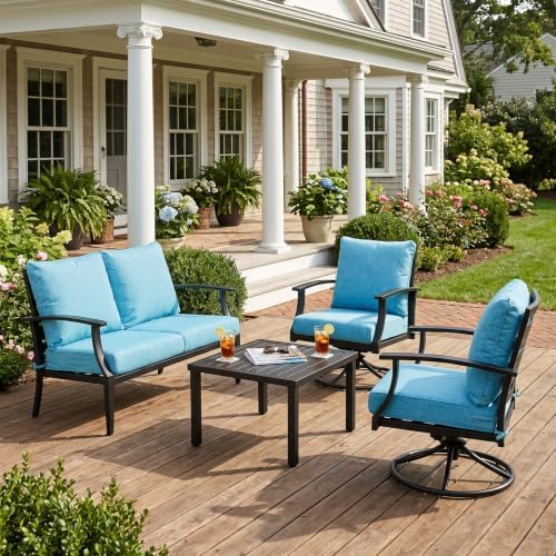 Aoodor 21" x 21" Patio Deep Seat Cushion Set, Lake Blue