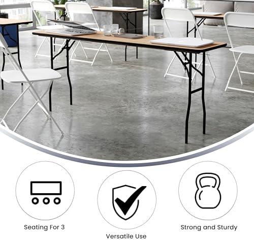Flash Furniture 6 ft Wood Folding Clear Coat Rectangular Table, Clear