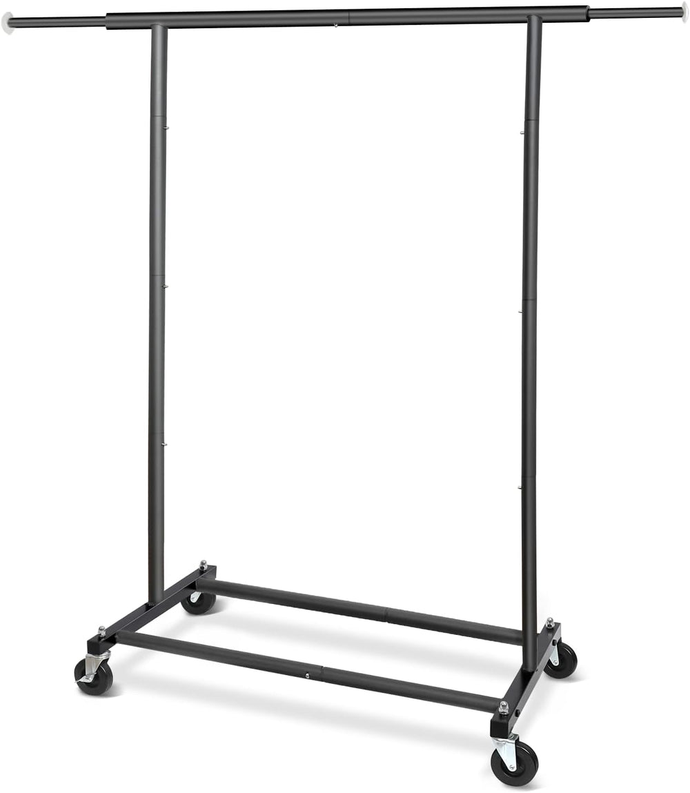 Fishat 59" H Simple Portable Standard Black Rolling Clothes Garment Rack
