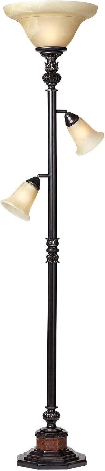 Regency Hill Sonnett 72" Tall 3-Light Torchiere Floor Lamp Living Room