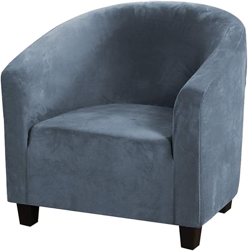 MIFXIN Tub Chair Cover Velvet Stretch Club Chair Slipcover 1 Piece Elastic Sp...