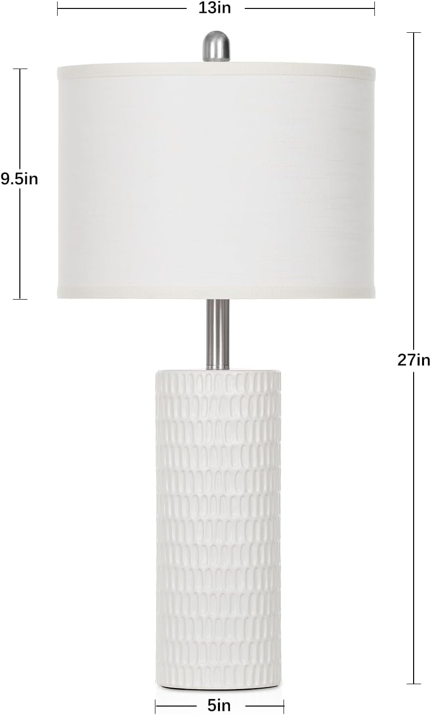 Cinyirong 27" Ceramic Table Lamp, Farmhouse Table Lamp for Living Room, ...