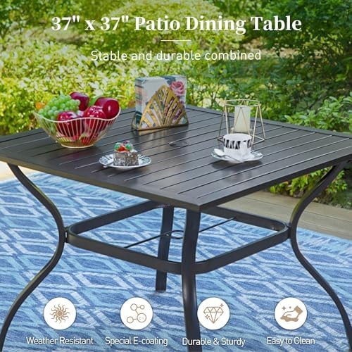 SUNSHINE VALLEY 5pc Patio Dining Set, 37" Square Table & 4 Brown Chairs