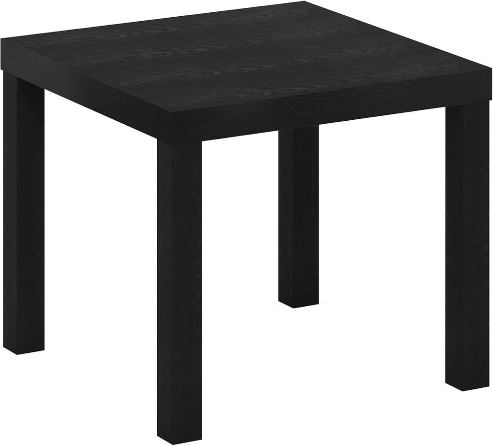 Furinno Classic Toolless Square Side Table, 1.8" Thick Tabletop, Black