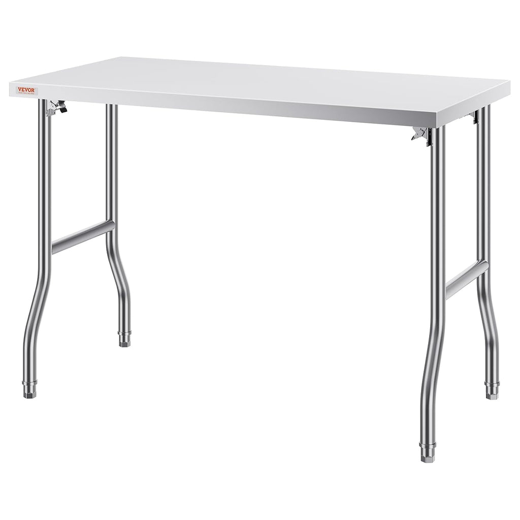 VEVOR Stainless Steel Foldable Work Table, 24 * 48 Inch Heavy Duty Food Outdoor Stainless Steel Worktable for Commercial Kitchen Restaurant