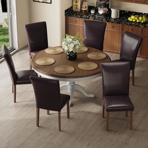COLAMY High Back Upholstered Dining Chairs Set of 4, Dark Brown