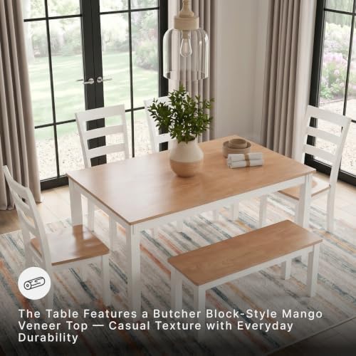 Signature Design by Ashley 6-Piece Dining Table Set with Bench and Chairs