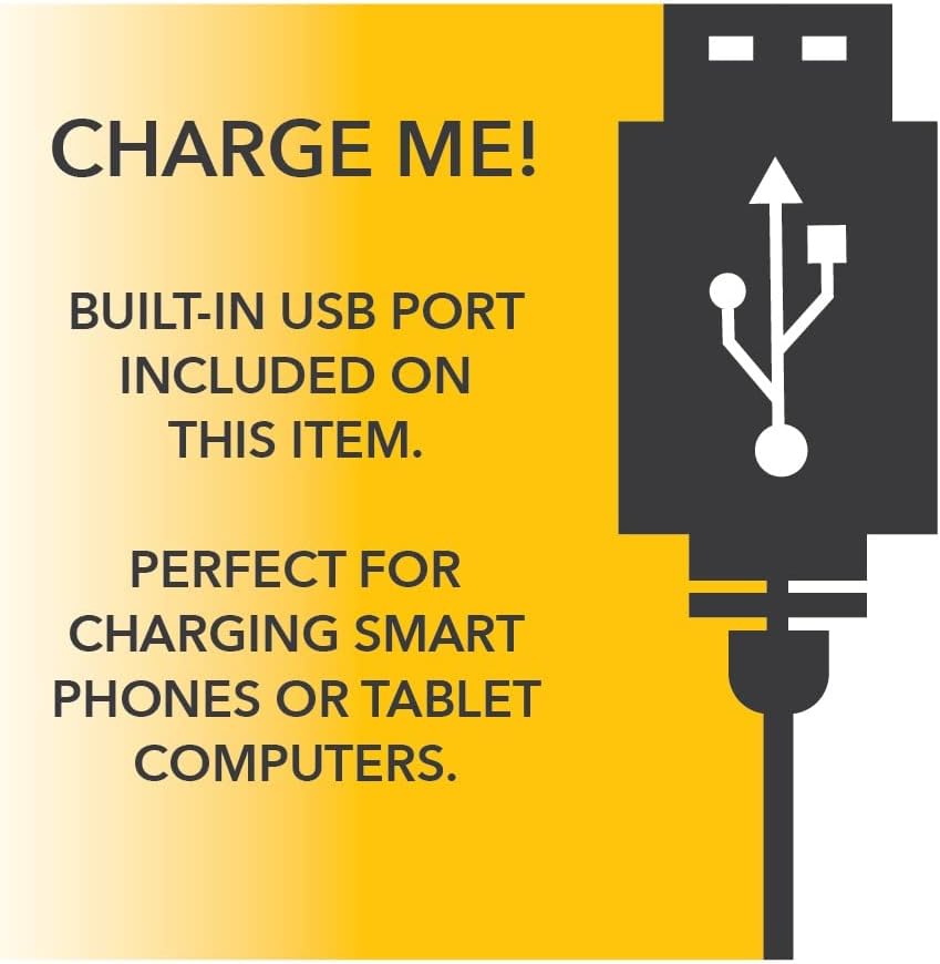 Adesso 3116-01 USB & AC Charging Station Floor Night Lamp with 2 Storage ...