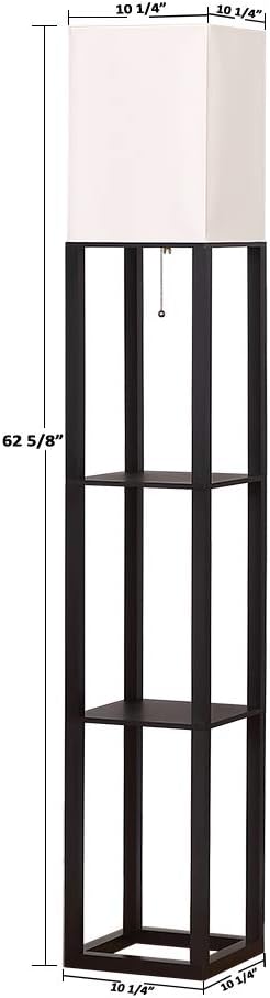 Floor Lamp,Lamp with Shelves,Floor Light for Living Room,Bedroom,Wood,Black