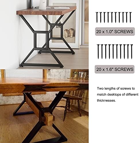 KaKaBB Metal Desk Legs 28 inch, Heavy Duty Industrial Table Legs with Adjustable Protector Feet, DIY Modern Cast Iron Furniture Legs Set of 2 (28", Black)