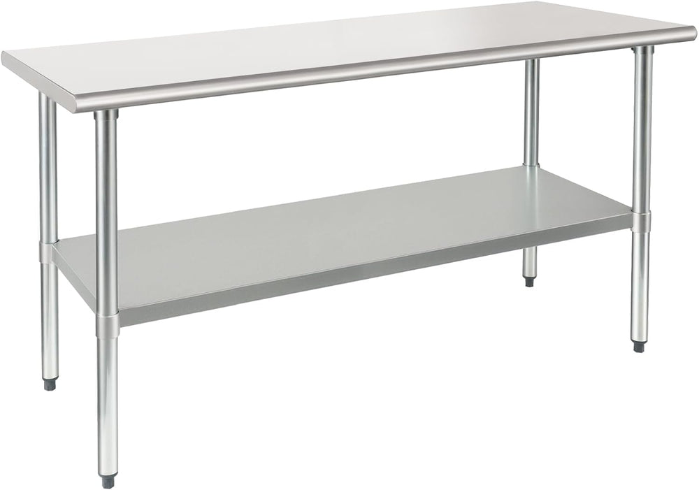 HARDURA Stainless Steel Table with Undershelf and Galvanized Legs NSF Heavy D...