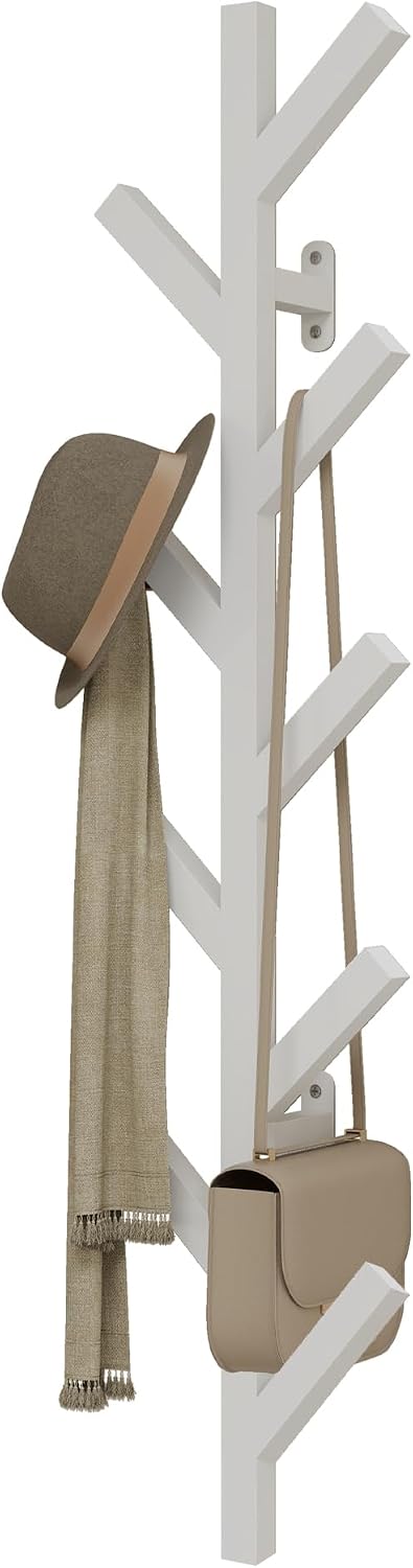 Vlush Wall-Mounted Metal Coat Rack with 9 Hooks White coat hooks