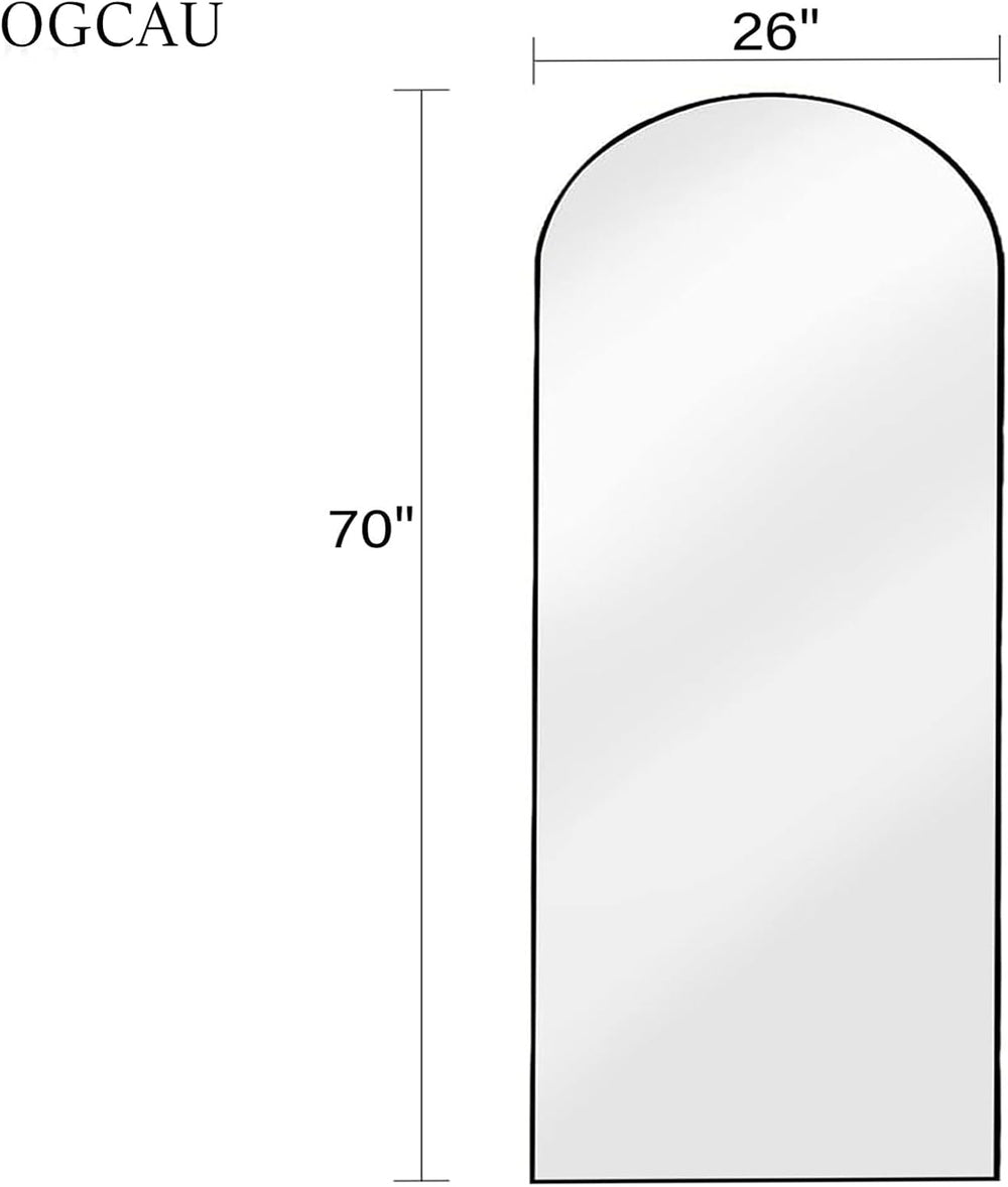OGCAU 70"x26" Arched Full Length Mirror, Floor Full Body Mirror, Black