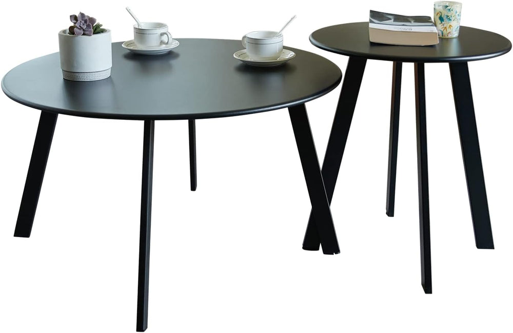 Meluvici Outdoor Patio Coffee Table Set of 2, Weather Resistant End Table, Ro...