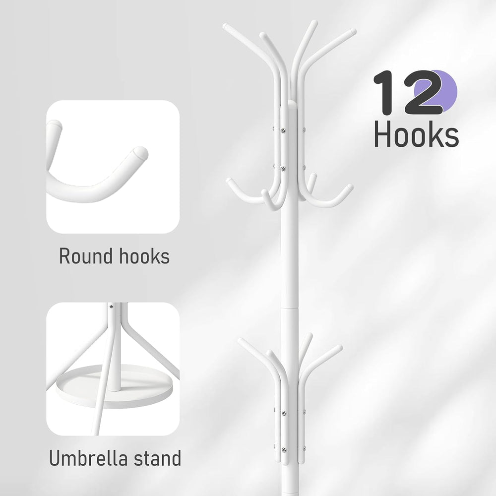 Coat Rack Freestanding Entryway Hanger Stand, Umbrella Holder, Hall Tree With...