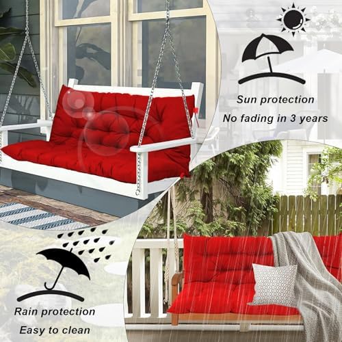 Outdoor Swing Cushions Waterproof, Red, 40×63in