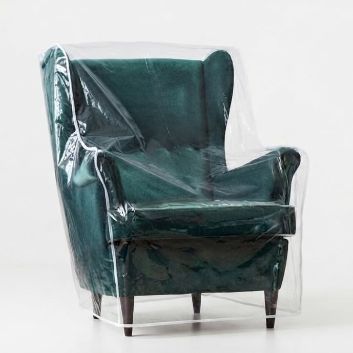 LAMINET Heavy Duty Clear Plastic Chair Covers Protectors for Recliner 4PK