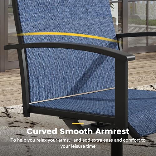 VICLLAX 3-Piece Patio Dining Set, Square Outdoor Table & Swivel Chairs